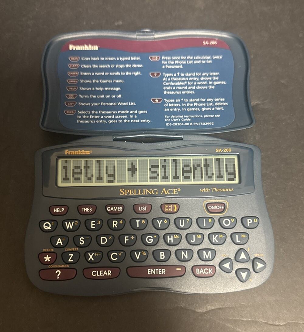 Franklin Spelling Ace SA-206 Spell Checker Thesaurus Games Calculator Contacts